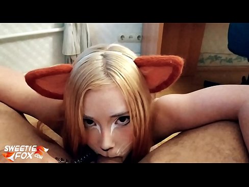 ❤️ Кіцуне ковтає член і кончить в рот Секс-відео у нас ❌️